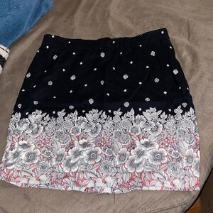 J. Jill Black Mini Skirt with White Floral Border